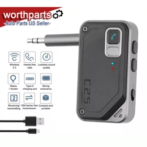 Receptor Transmisor Inalámbrico Coche Bluetooth 5.3 3.5mm Jack Audio AUX NUEVO Adaptador - Imagen 1 de 20