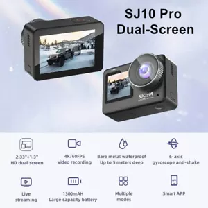 SJCAM SJ10 Pro Dual-Screen Switching 4K/60FPS Sport Action Camera WiFi Remote DV - Picture 1 of 10