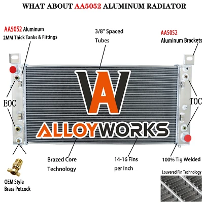 4 Row Radiator For 2000-2013 Chevrolet Suburban 1500 GMC Yukon XL 2500 V8 AT USA - Image 1 of 4