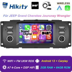64G CarPlay DAB+ Android 13 Autoradio Für JEEP Grand Cherokee Jouruney Wrangler - Bild 1 von 18