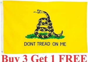 3x5ft Dont Tread On Me Gadsden Flag Outdoor Yellow Rattle Snake Tea Party Banner - Picture 1 of 2