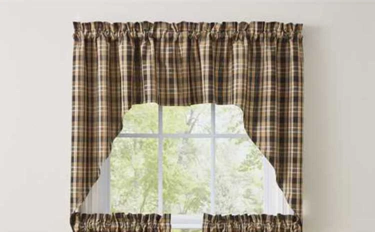 Nuevo Primitive Farmhouse TAN NEGRO MOSTAZA CUADROS CAFÉ BOTINES Panel Cortinas Foto 1 de 2