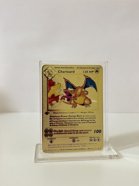 Pokemon Gold card Generic Charizard 1st Edition Charmeleon and Charmander  Base Set Metal Collection Pokemon Cards