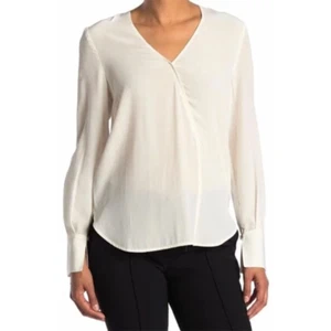 NEU Thakoon V-Ausschnitt Seide Langarm Bluse High Low U-Ausschnitt Saum halbtransparent Elfenbein 8 - Bild 1 von 10