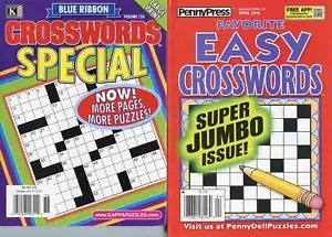 2 BOOKS PENNYPRESS EASY CROSSWORDS PUZZLES 2018 APR & KAPPA BLUE RIBBON VOL 126 - Imagen 1 de 1