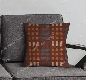 Indian Handmade 18x18" Jute Kilim Cushion Cover For Livingroom Bedroom 18x18inch - Picture 1 of 5