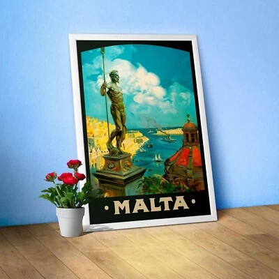 Malta, Valletta 1910s — retro travel poster, vintage travel art print - Image 1 of 4