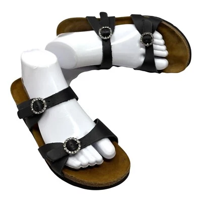 Toboganes cómodos Naot Kate de cuero negro con estrás para mujer talla 41 EU / 10 - 10,5 EE. UU. Foto 1 de 4