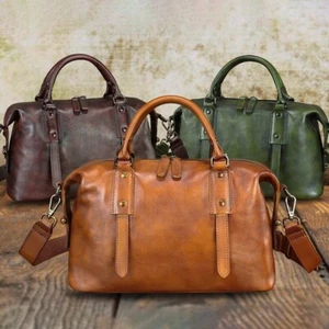 Genuine Leather Handbag for Women Top Handle Satchel Handmade Vintage Crossbody - Picture 1 of 14