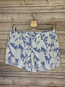 Victorias Secret Size 4 Floral Shorts Flat Front Pineapple Blue - Picture 1 of 9