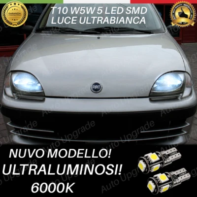 COPPIA LUCI POSIZIONE 5 LED PER FIAT 600 T10 W5W ULTRABIANCHE HYPER-LED 6000K - Immagine 1 di 3