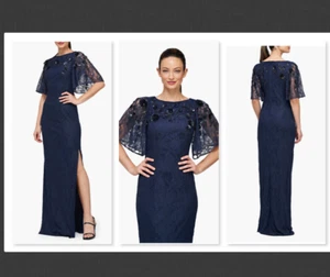 NUEVO JS Collections Vestido de Encaje Adornado Kalani Azul Marino Talla 0 #B894 - Imagen 1 de 18