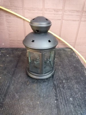 Candelabro Ikea Rotera Tealight linterna metal negro vidrio estrellas  Foto 1 de 4