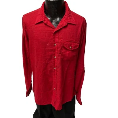 Vtg 50's Lee Men Red GABARDINE Ultra SOFT Work Casual Dress Pocket GAB Shirt XL - Image 1 of 4