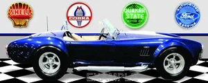 Shelby Cobra Blue Garage Scene Vinyl Banner.Two sizes - Picture 1 of 1