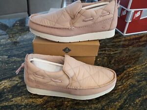 NEW $70 Womens Sperry Moc-Sider Nylon Blush Sneakers Shoes, size 8