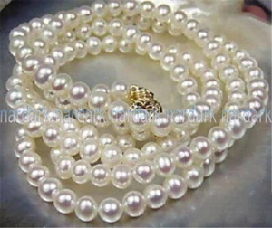 Beautiful Natural 7-8mm Akoya Cultured White Pearl Real Pearl Necklaces 16-50" - Picture 1 of 14