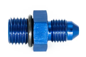 Gewindeadapter ORB 4 zu Dash 3 / -3AN / JIC 3 Einschrauber Blau 3/8-24UNF - Picture 1 of 3