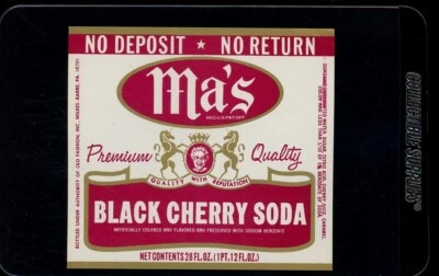 Etiqueta de soda Ma's Black Cherry Foto 1 de 2