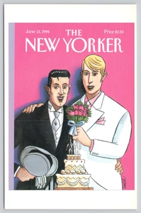 Postcard The New Yorker Magazine Cover June 1994 "June Grooms" Gay Interest - Picture 1 of 2