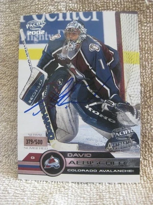 2001-02 Pacific #444 David Aebischer Auto /500 Colorado Avalanche NHL hockey - Image 1 of 4