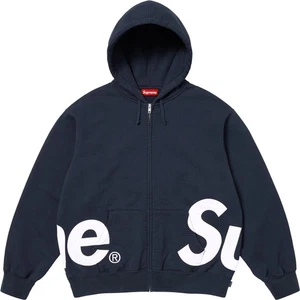 Brand New Supreme Big Logo Zip Up Hooded Sweatshirt in Navy SS25 Week 14 Size XL - Picture 1 of 3