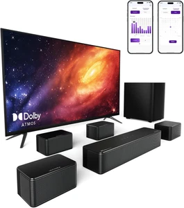 7.1 Soundbar TV, Compatibile Con Dolby Atmos, Controllo APP, 4 Altoparlanti Surr - Foto 1 di 12