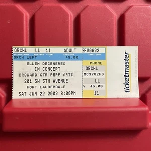 Boleto de comedia de pie de Ellen DeGeneres Fort Lauderdale de colección 2002 - Imagen 1 de 2