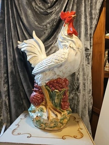 BEAUTIFUL COLORS HP 24"T Ceramic Rooster Figurine FRENCH COUNTRY!  as is - Picture 1 of 14