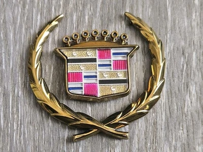 1990-1999 Cadillac Deville Rear Pillar Gold Wreath Emblems - Image 1 of 4