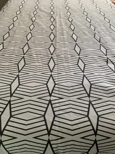 2 West Elm Cotton Curtains Modern Geometric White Charcoal 48x96 Pocket Tab - Picture 1 of 5