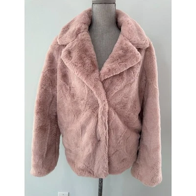 Abrigo de felpa de piel sintética rosa claro Jou Jou chaqueta de invierno talla Juniors XL Foto 1 de 4