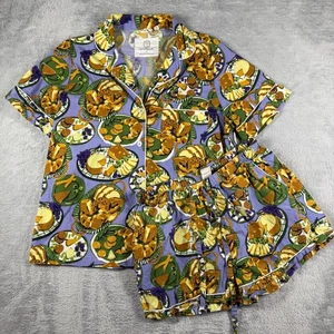 Printfresh x Anthropologie Pajama Set Womens Small Purple Charcuterie Print PJ - Picture 1 of 12