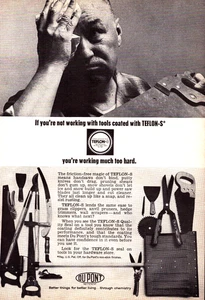Teflon Coated Tools Hard Working Man Sweating Handyman Vintage Print Ad 1969 - Picture 1 of 4