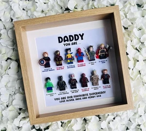Dad Daddy Superhero Minifigures Personalised Gift Frame (12 Fathers Day) - Picture 1 of 7