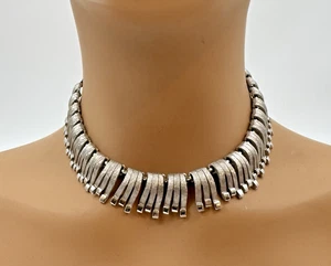 Collar vintage CHAREL tono plata acabado mate cepillado 16" - Imagen 1 de 12