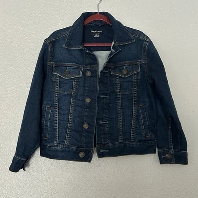 Gap Kids Jean Jacket Girls Size Small Snap Button Up Long Sleeve Blue Denim - Image 1 of 4