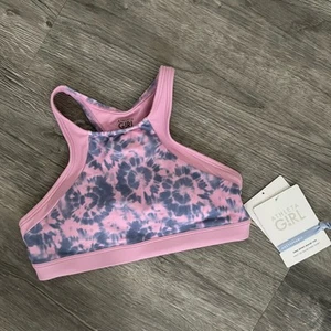 NWT Athleta Girl Free Spirit Bikini Top Pink / Blue Tie Dye Size Large / 12 - Picture 1 of 7