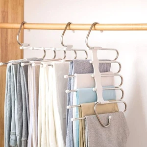 Pants Hangers 2 Pack Space Saving Metal Closet Organizer,Clothes Pants Hanger... - Picture 1 of 7