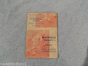 #WW.  #119  BRITISH RUGBY LEAGUE PROGRAM - WAKEFIELD TRINITY V HULL  7/5 1960 - Picture 1 of 1