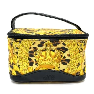 VERSACE Leopard Hand Bag Vanity bag PVC/Leather Yellow x Black - Picture 1 of 10