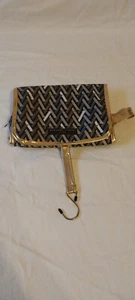 Adrienne Vittadini studio, makeup bag, gold, grey and white  - Picture 1 of 5