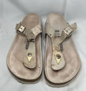 Birkenstock Gizeh Vintage Metálico Rosa Cobre Gamuza Talla 38 Usado en Excelente Condición - Imagen 1 de 7