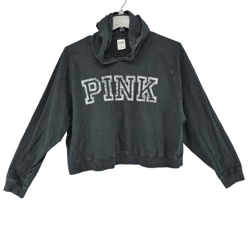 UNDERCOVER Felpa donna Victorias Secret rosa con cappuccio XL crop pull over nera tutti i giorni