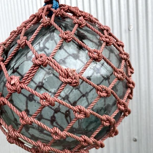 Japanese glass fishing buoy ball antique glass ball fisherman net Figurine - Picture 1 of 5