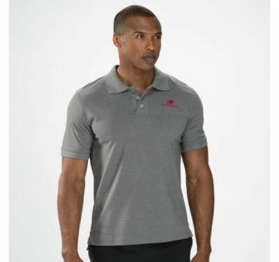 MEN'S NEW BALANCE LIGHTNING DRY PIQUE POLO - HEATHER GREY *SMALL  MET4162 HGR - Image 1 of 4