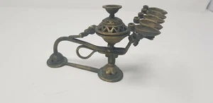 Vintage Old Brass Handcrafted Oil Lamp With Dhup Arti Decorative NH5299 - Picture 1 of 9