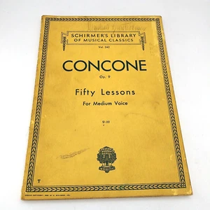 1939 Concone 50 lecciones op 9 voz media G Schirmer partituras int. libro de métodos - Imagen 1 de 11
