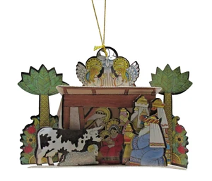 Carta Pop Up Vintage Presepe Credenza Decorazione Natalizia Carta 1993 Grafica - Foto 1 di 5