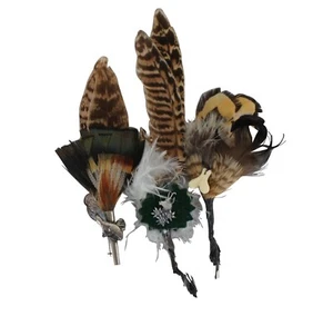 3 German Bavarian Tyrolean Bavarian Feather Hat Pins Pheasant Goat Octoberfest - Picture 1 of 10
